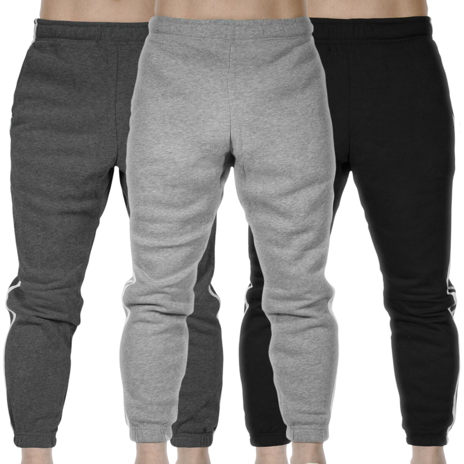3x Mens Fleece Skinny Track Pants Jogger Gym Casual Sweat Warm