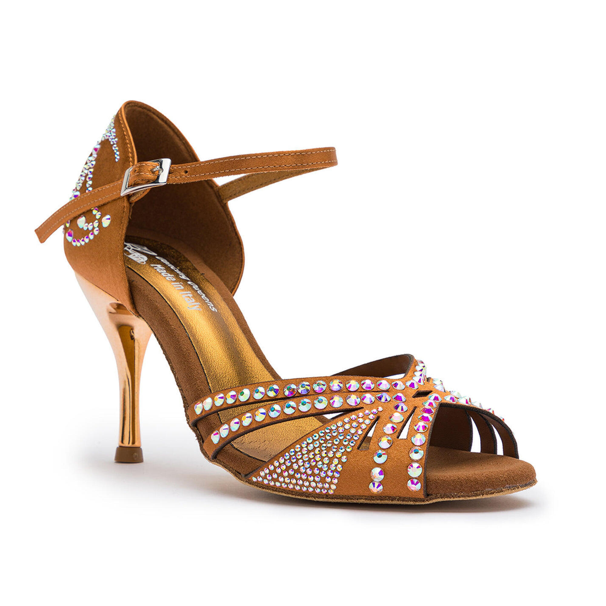 DQ L3M Scarpe da ballo in bronzo con strass - 7,0 cm di flare