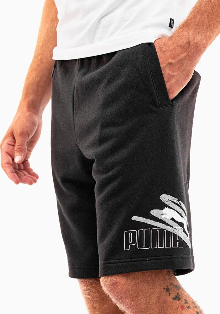 Pantaloncini Grafica Logo Uomo Puma ESS+ Nero 3/4