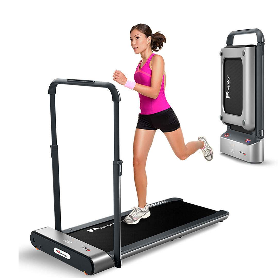 PowerMax Fitness Jogpad-5 4HP Peak Smart Walking Treadmill Max User Up to 110kg with Double Fold, IMD Technology Display, Anti-S