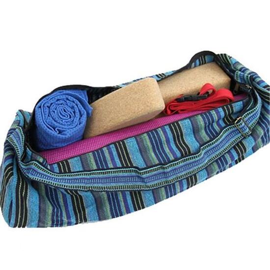 Sac de yoga Phoenix coton rayé bleu 67x24 cm