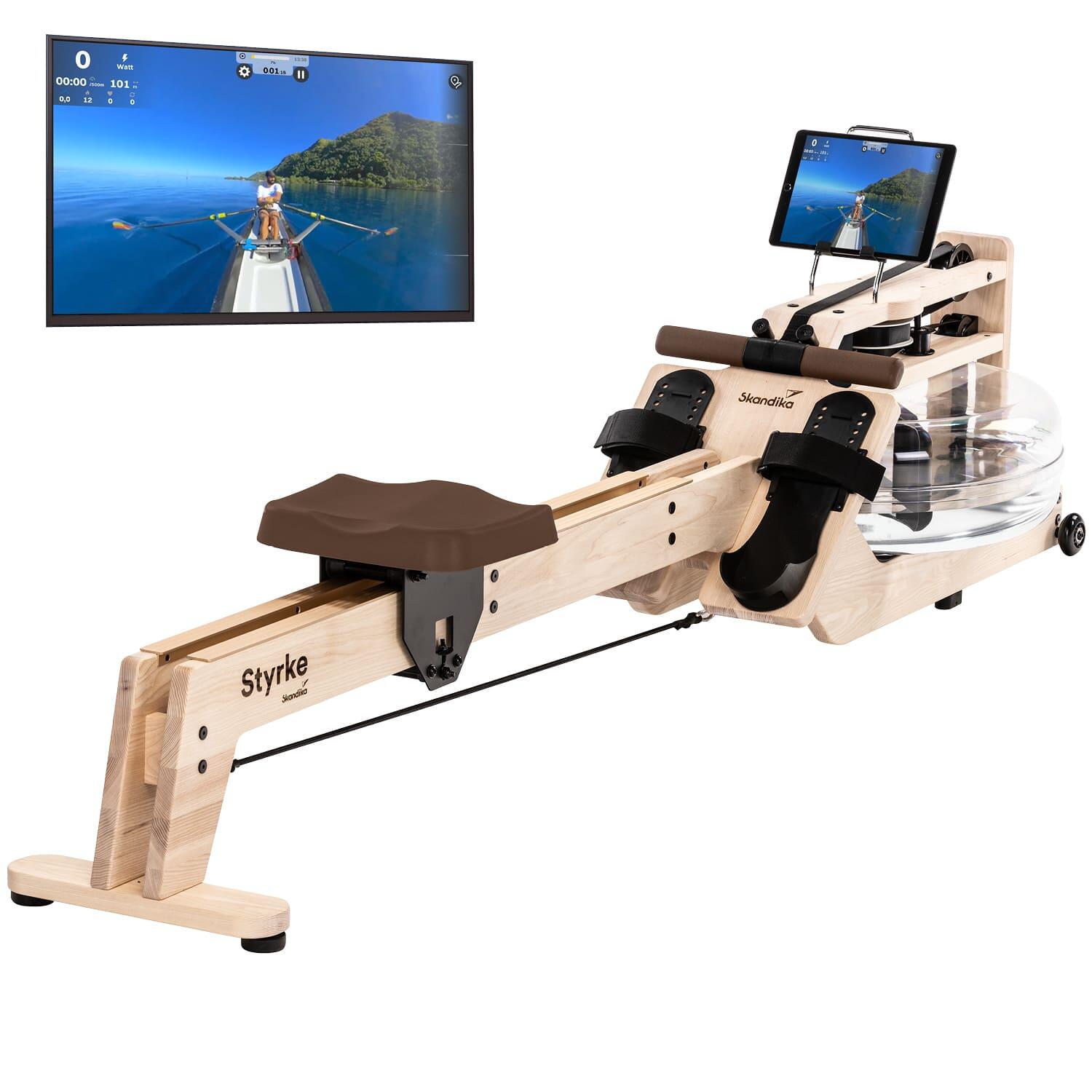 Skandika - Rameur À Eau Styrke En Bois Frêne Massif - Connecté - Fabriqué En Allemagne - Rameur - Blanc|marron - Taille Unique - Decathlon