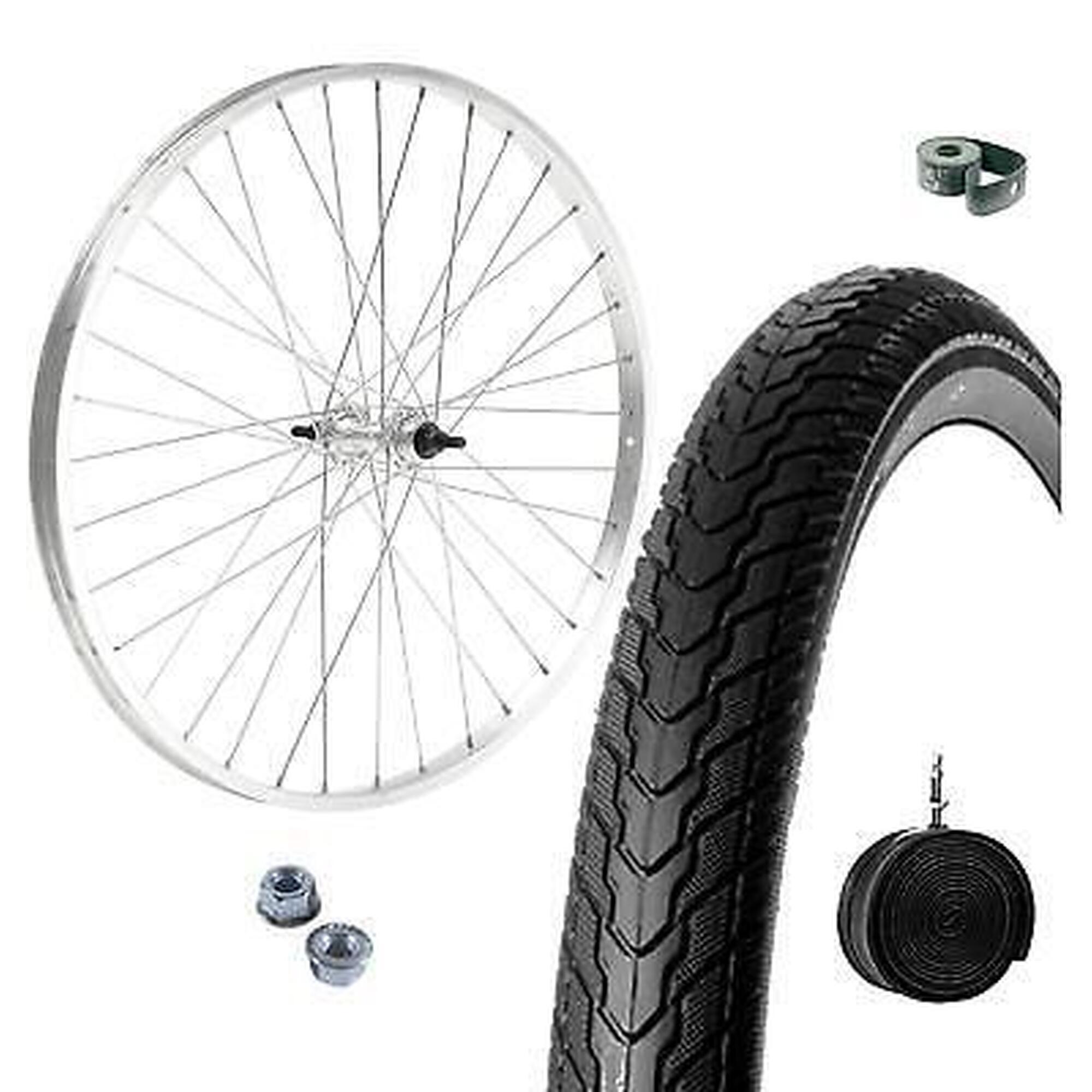 RUOTA / CERCHIO POSTERIORE 26 " X 1. 3 / 8 + PIGNONE 18 DENTI BICI + FLAP