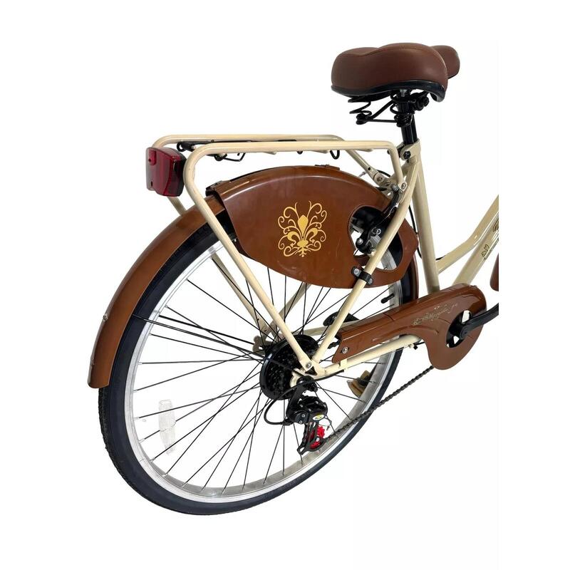 Bicicletta Donna da Passeggio 26 con Cambio da città Vintage Beige con Cesto