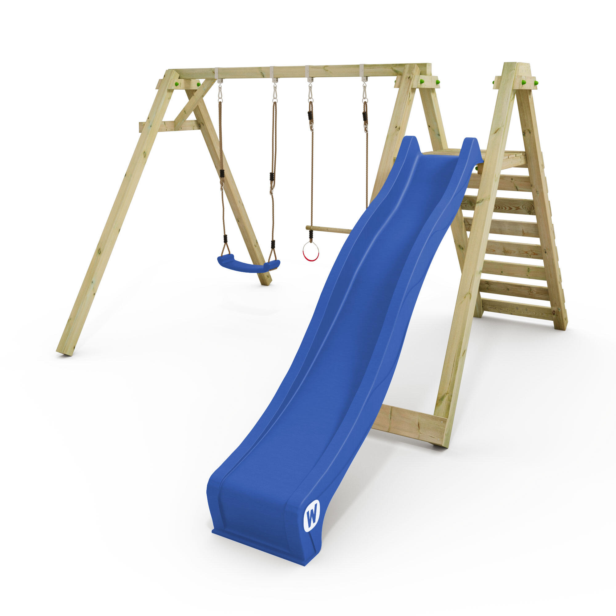 WICKEY Smart Swift kinderschommel met glijbaan - blauw
