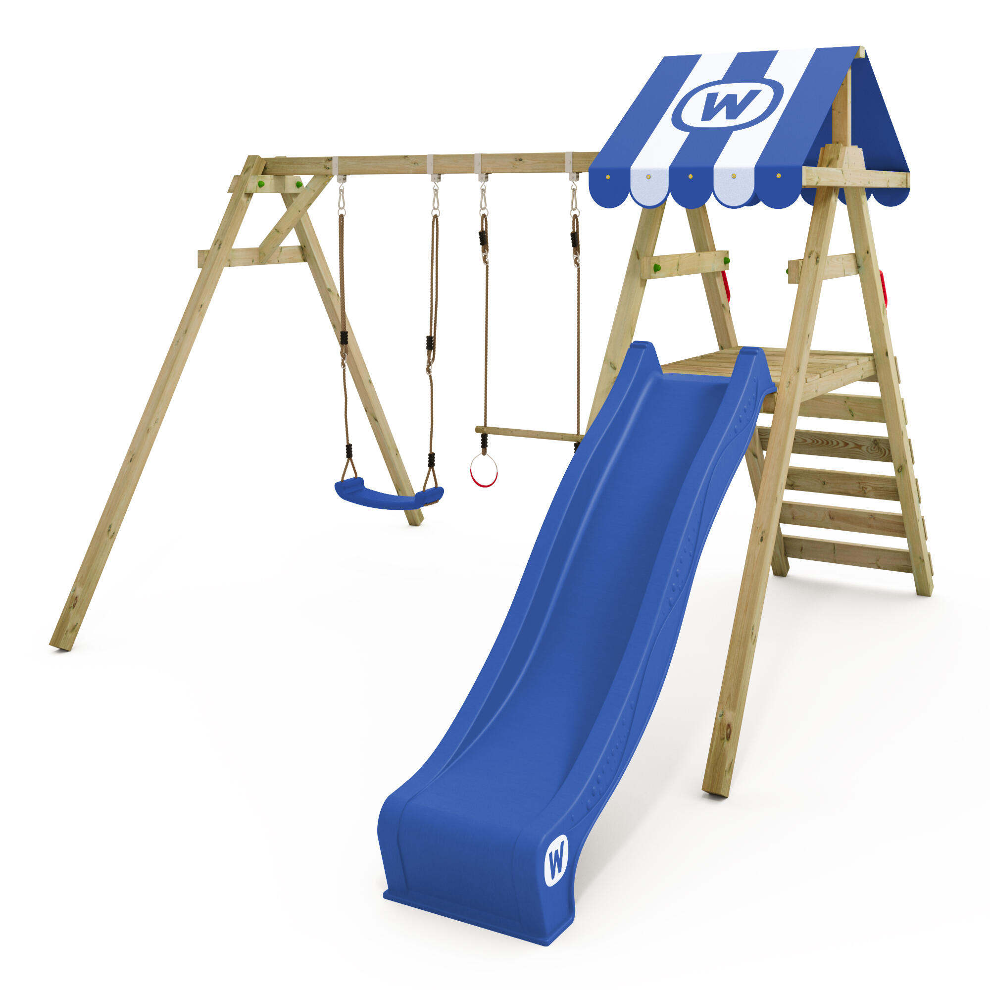 Wickey - Portique De Balançoire Smart Ace Avec Toboggan Bleu Et Balançoire - Aire De Jeu - Bleu - No Size - Decathlon