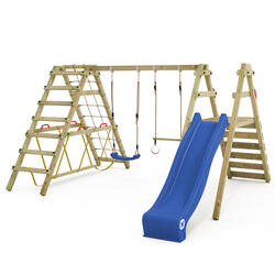 Balançoire Portique de balançoire Smart Shake avec Toboggan bleu