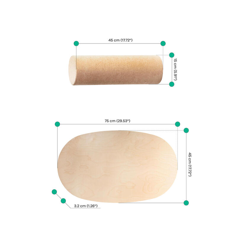 Planche d'équilibre avec rouleau, M