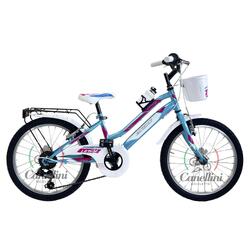 Vélo de fille VTT Canellini LINCY 20" - Bleu clair/Fuchsia