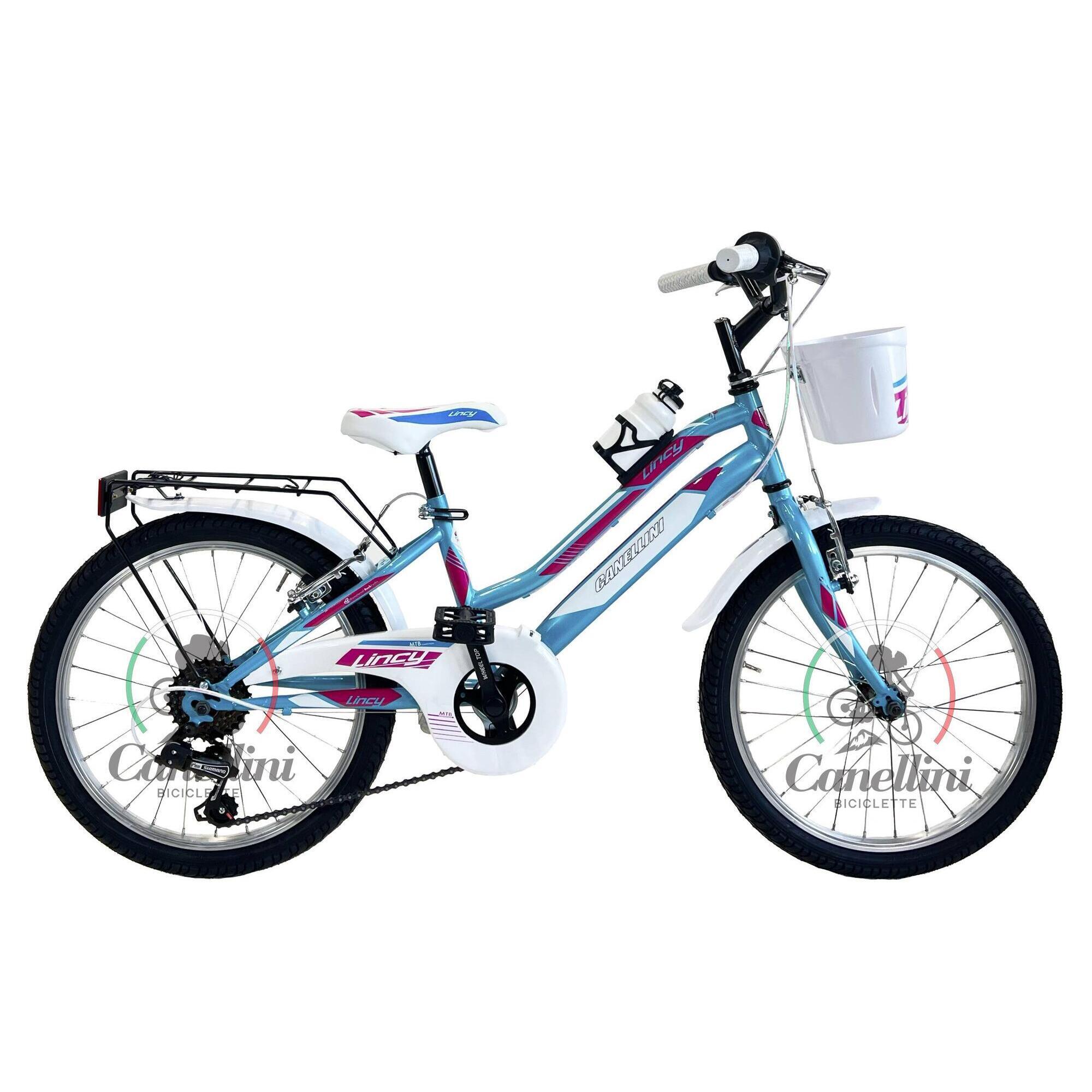 Canellini - Vélo Enfant Canellini Lincy 20" Bleu Clair/fuchsia Cadre Acier 6 Vitesses - Vélo Enfant - Bleu|rose - 20" - Decathlon