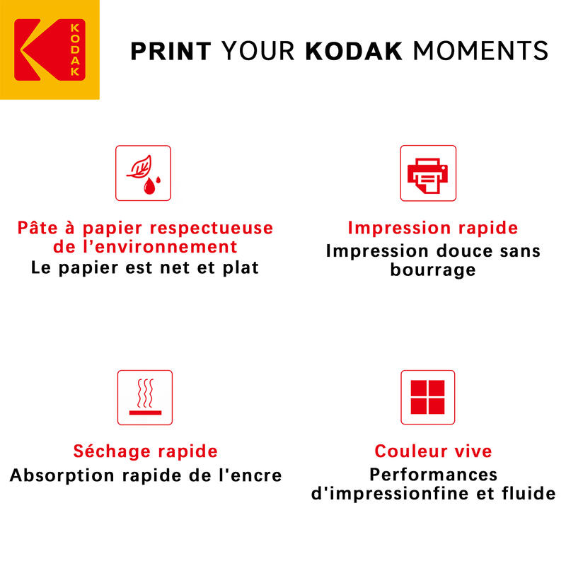 KODAK - 100 feuilles papier photo 230g/m², brillant, A6, jet d'encre