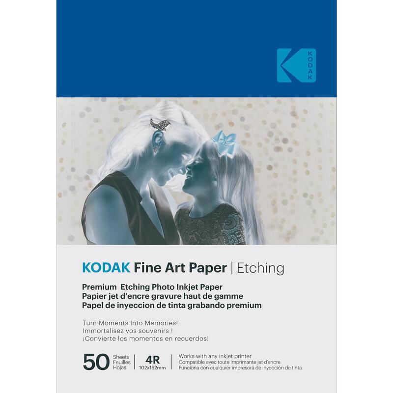 KODAK Fine Art Paper 50 feuilles texturé 10x15 cm, mate effet gravure, 210 gsm