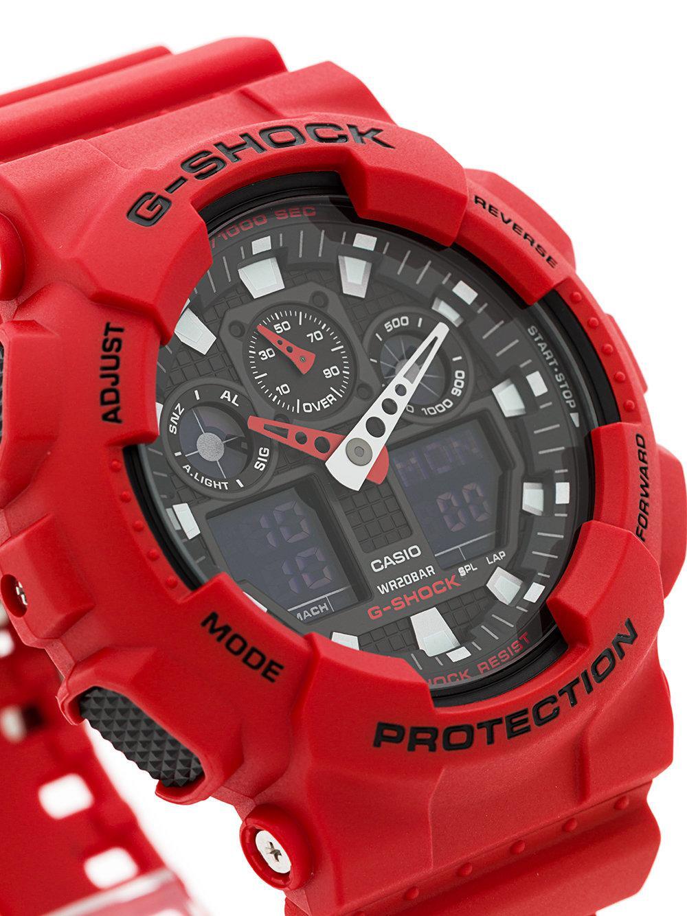 Casio Analogique - Digital Montre Rouge/Noir GA-100B-4AER 3/5
