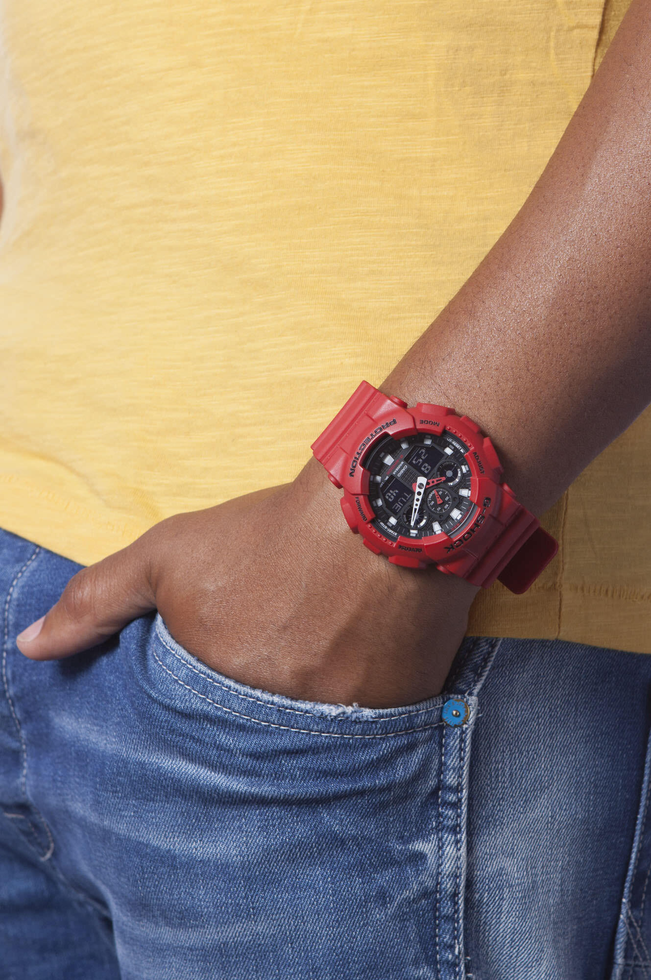 Casio Analogique - Digital Montre Rouge/Noir GA-100B-4AER 4/5