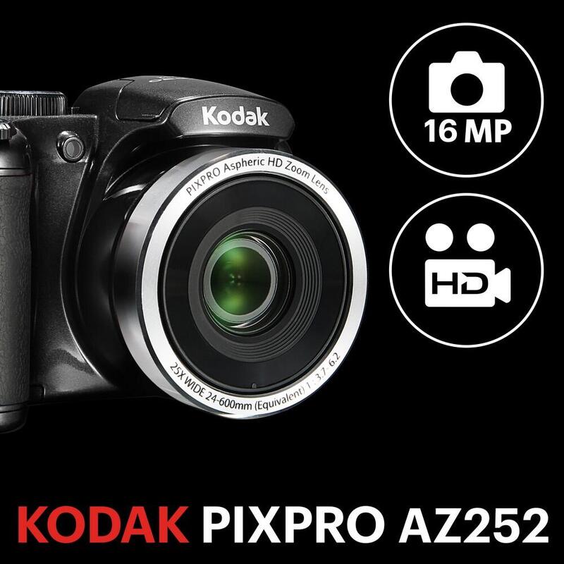 KODAK Pixpro AZ252 - Appareil Photo Bridge 16 MP, Zoom 25X, Vidéo HD 720p, Noir