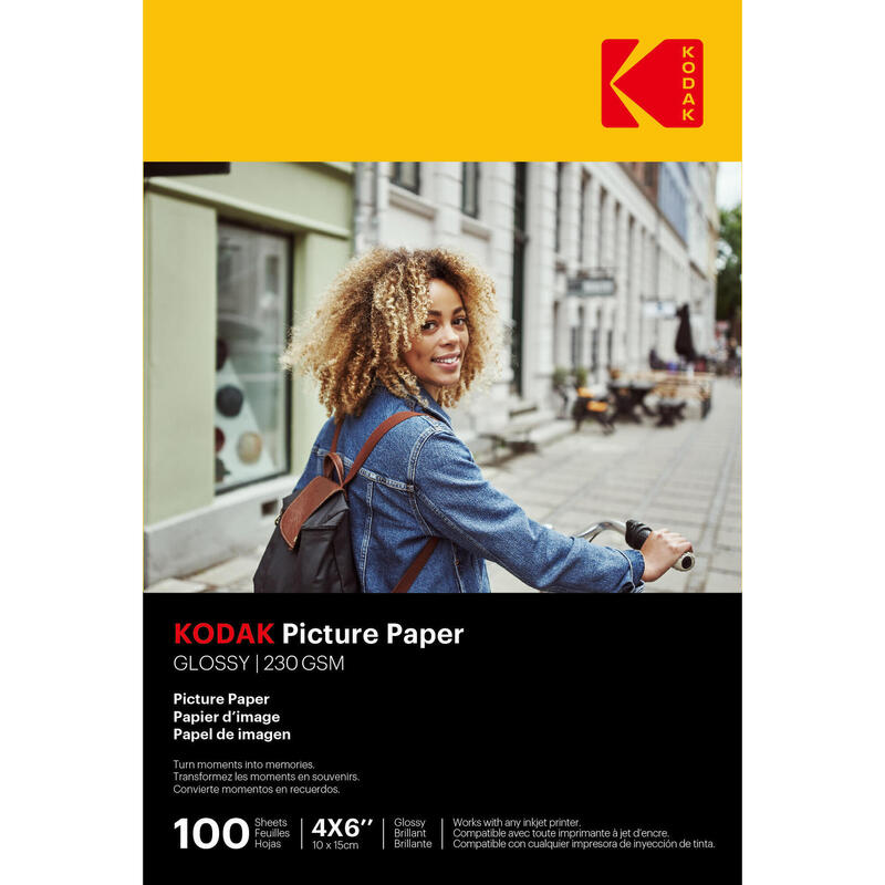 KODAK - 100 feuilles papier photo 230g/m², brillant, A6, jet d'encre