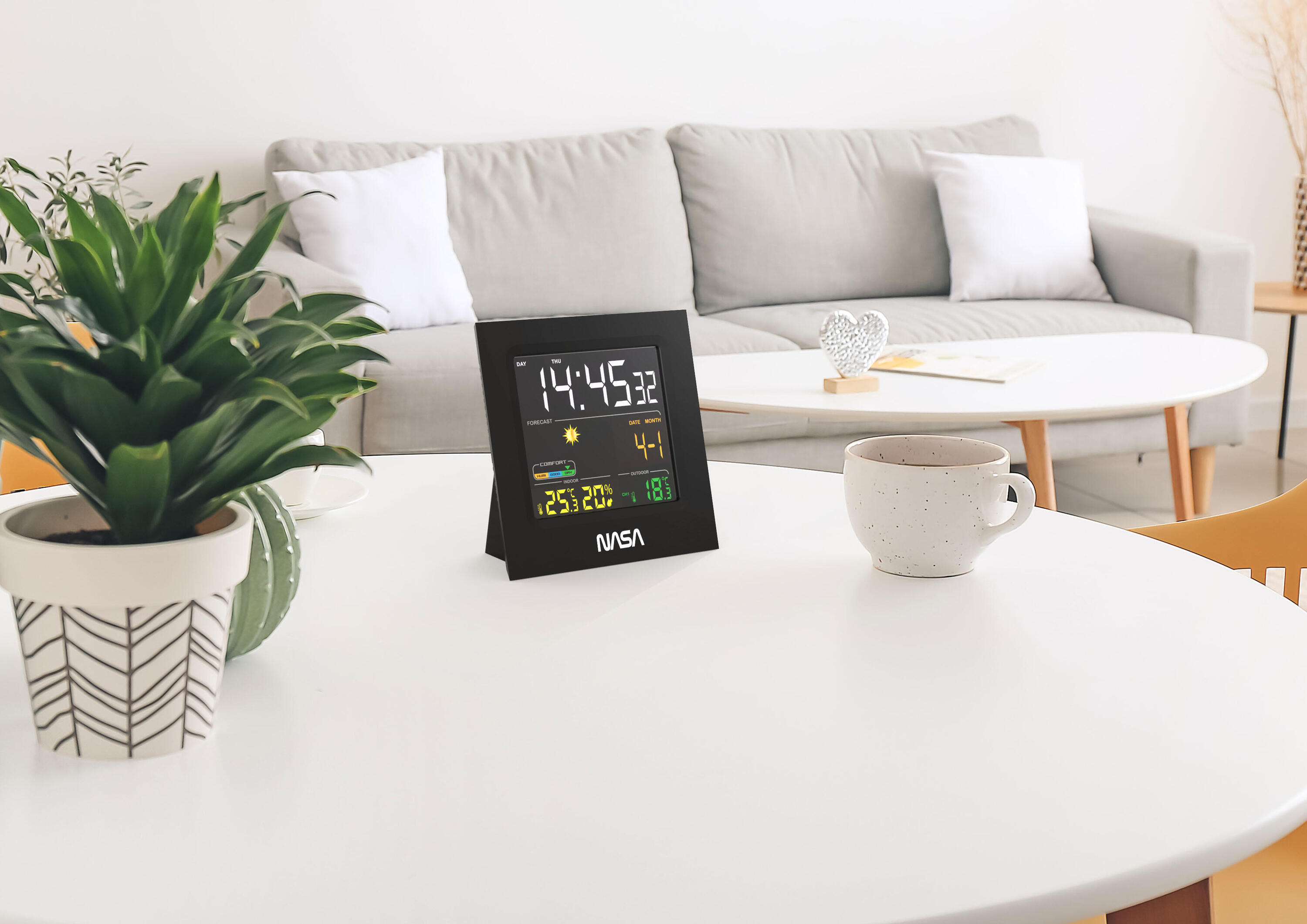 NASA WS300 weerstation 4.3" LCD klok alarm kalender - Zwart 2/5