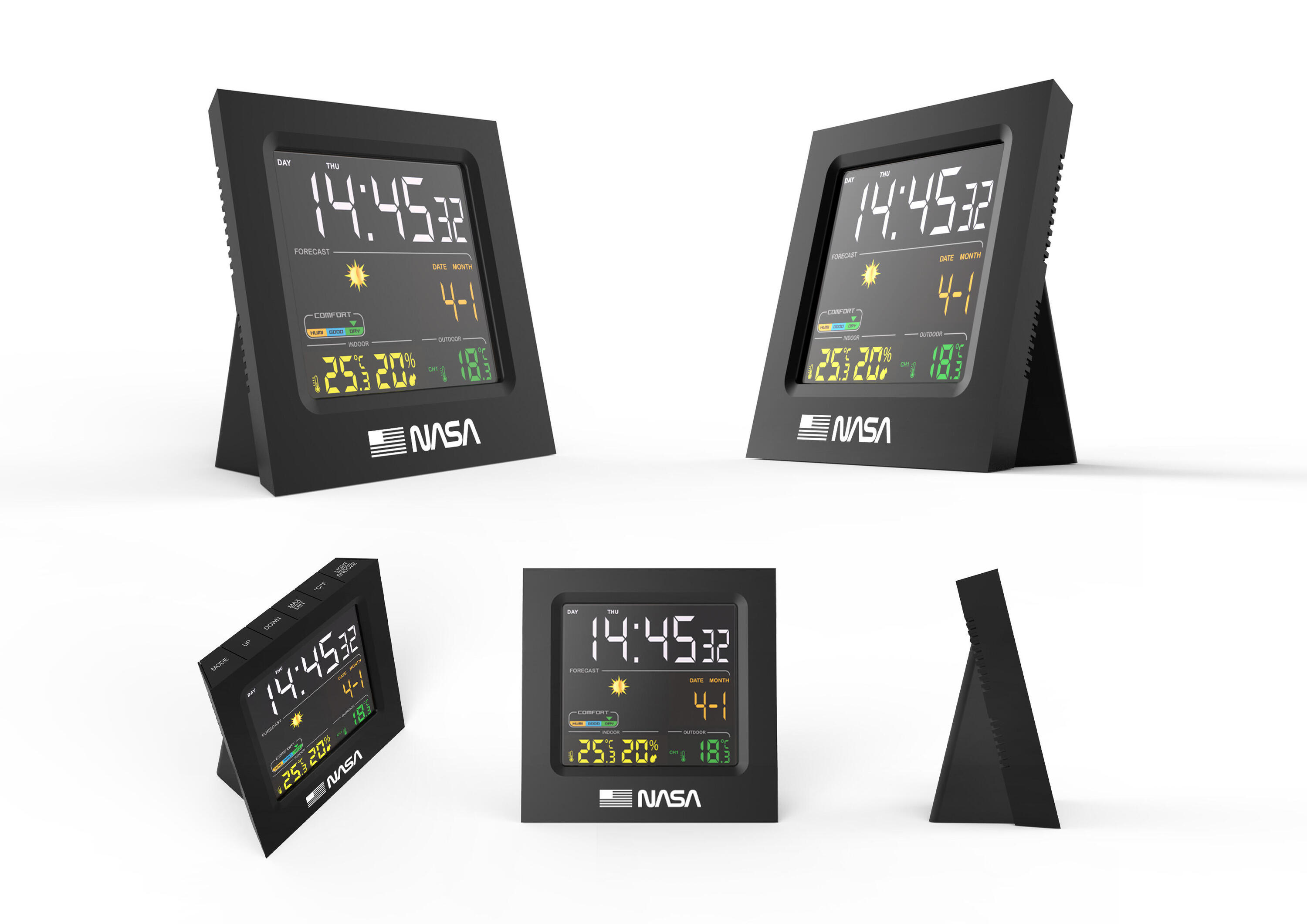 NASA WS300 weerstation 4.3" LCD klok alarm kalender - Zwart 5/5