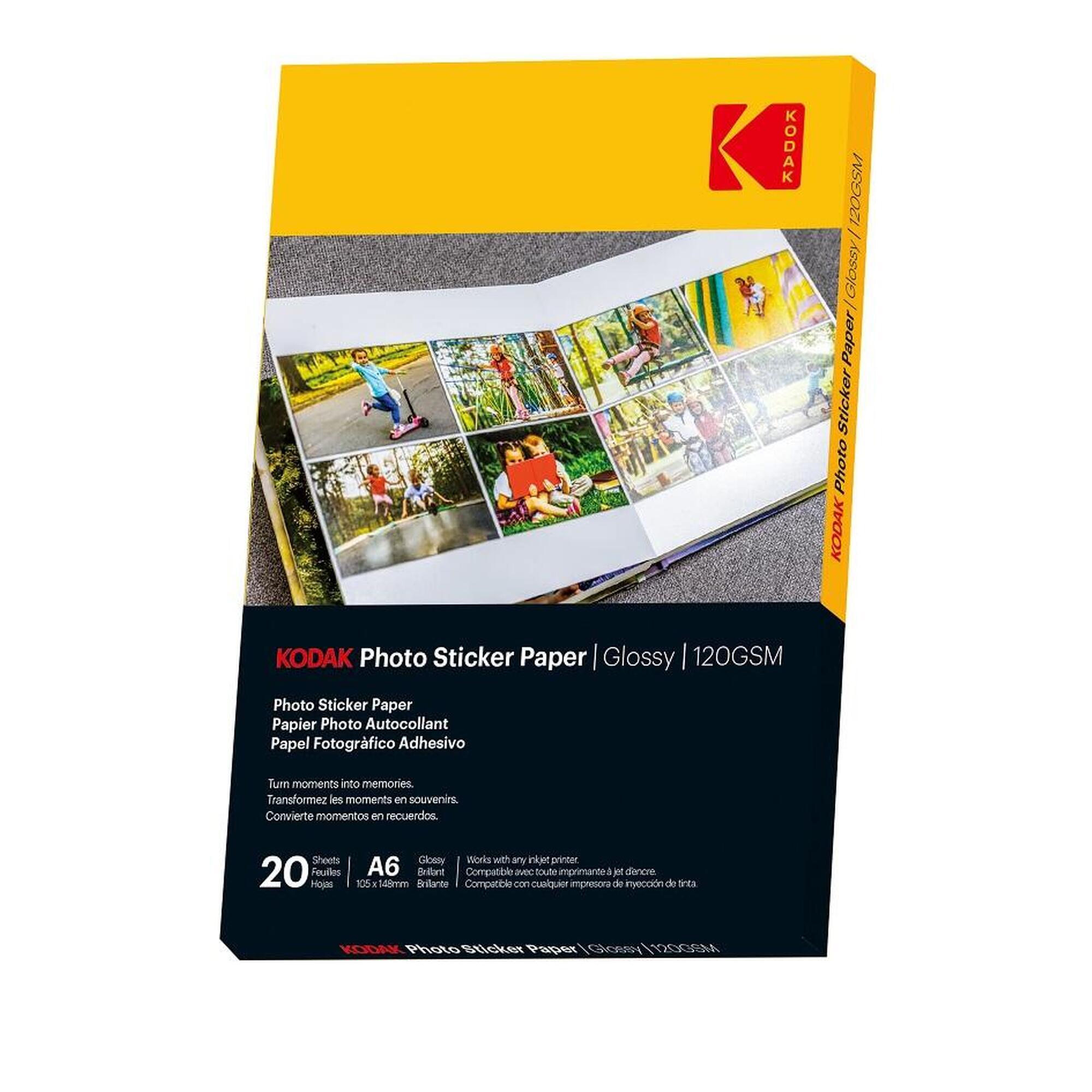 KODAK Foto Stickervel - Pack van 20 Vellen A6, Glanzend, 120 gsm