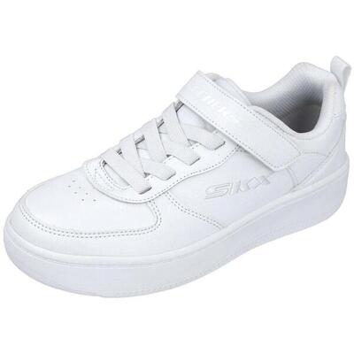 Zapatillas de la marca Skechers MD405697 para niñas en color blanco.