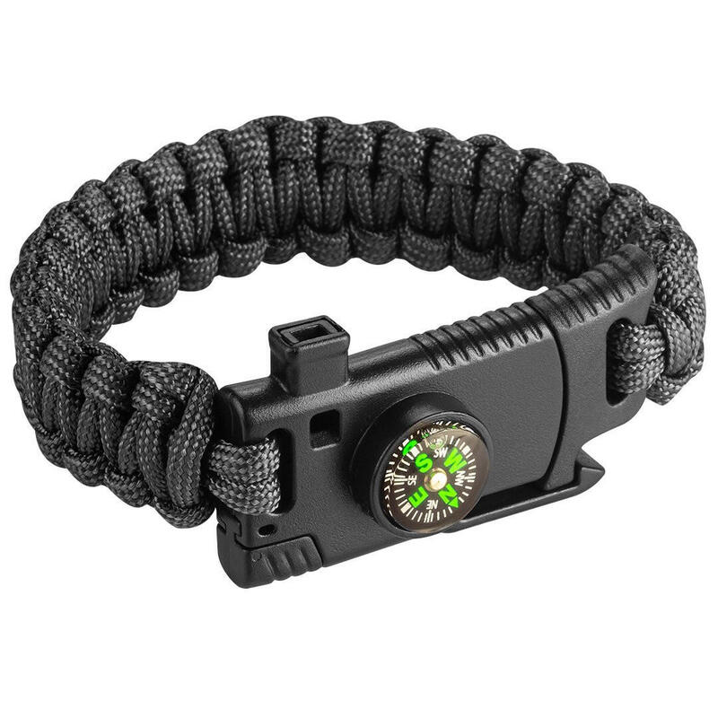 Zestaw survival nóż składany + bransoleta + latarka czołowa