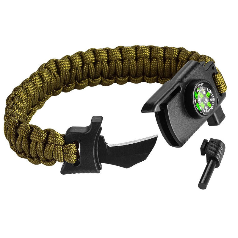 Bransoleta survivalowa 5w1 kompas krzesiwo noż  gwizdek