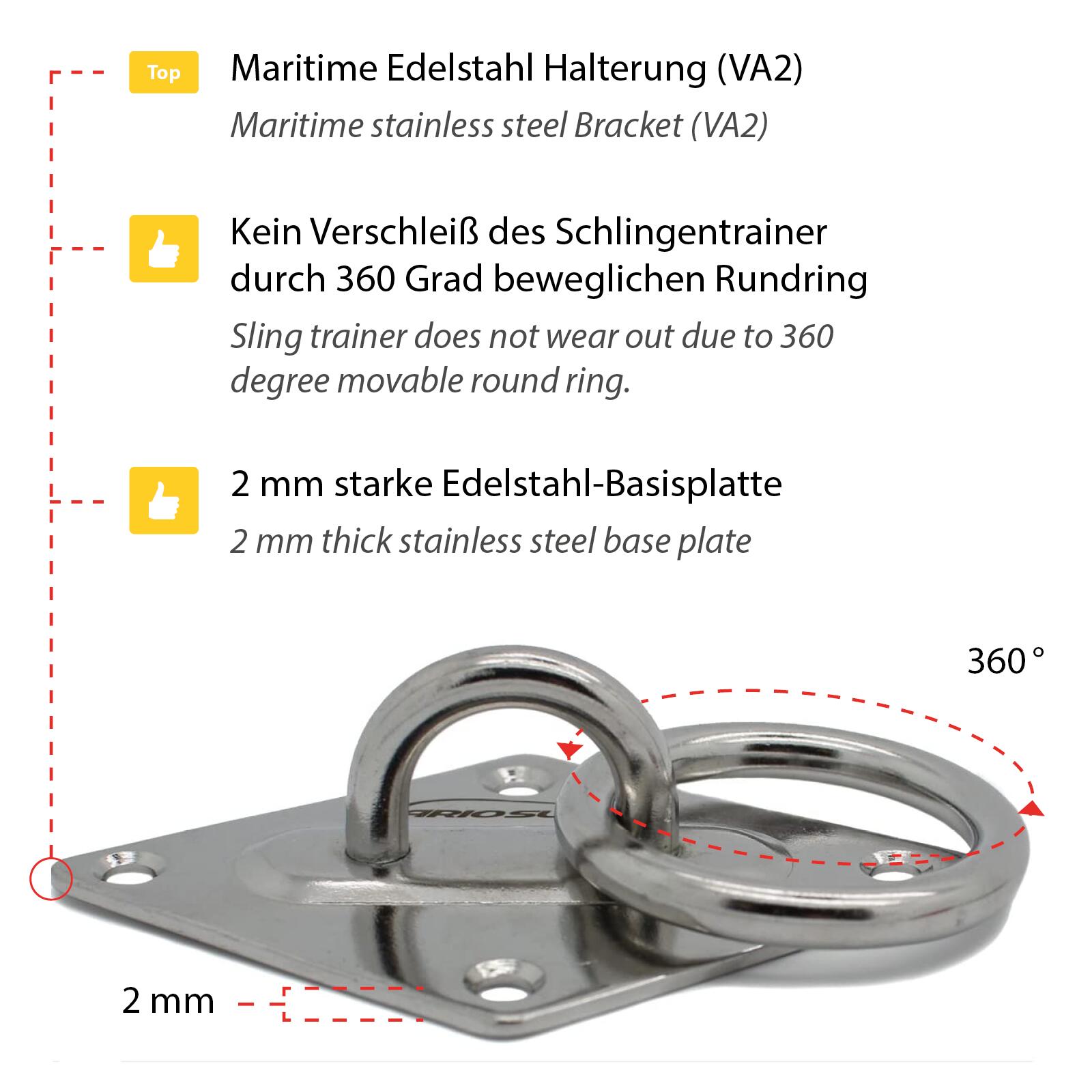 Acessório de treino de força resistente à corrosão Halterung Sling Trainer 2/7
