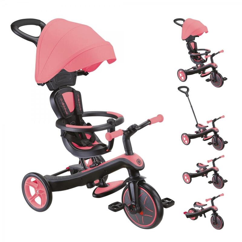 Tricycle évolutif pour bébé EXPLORER 4 en 1 - Rose Corail