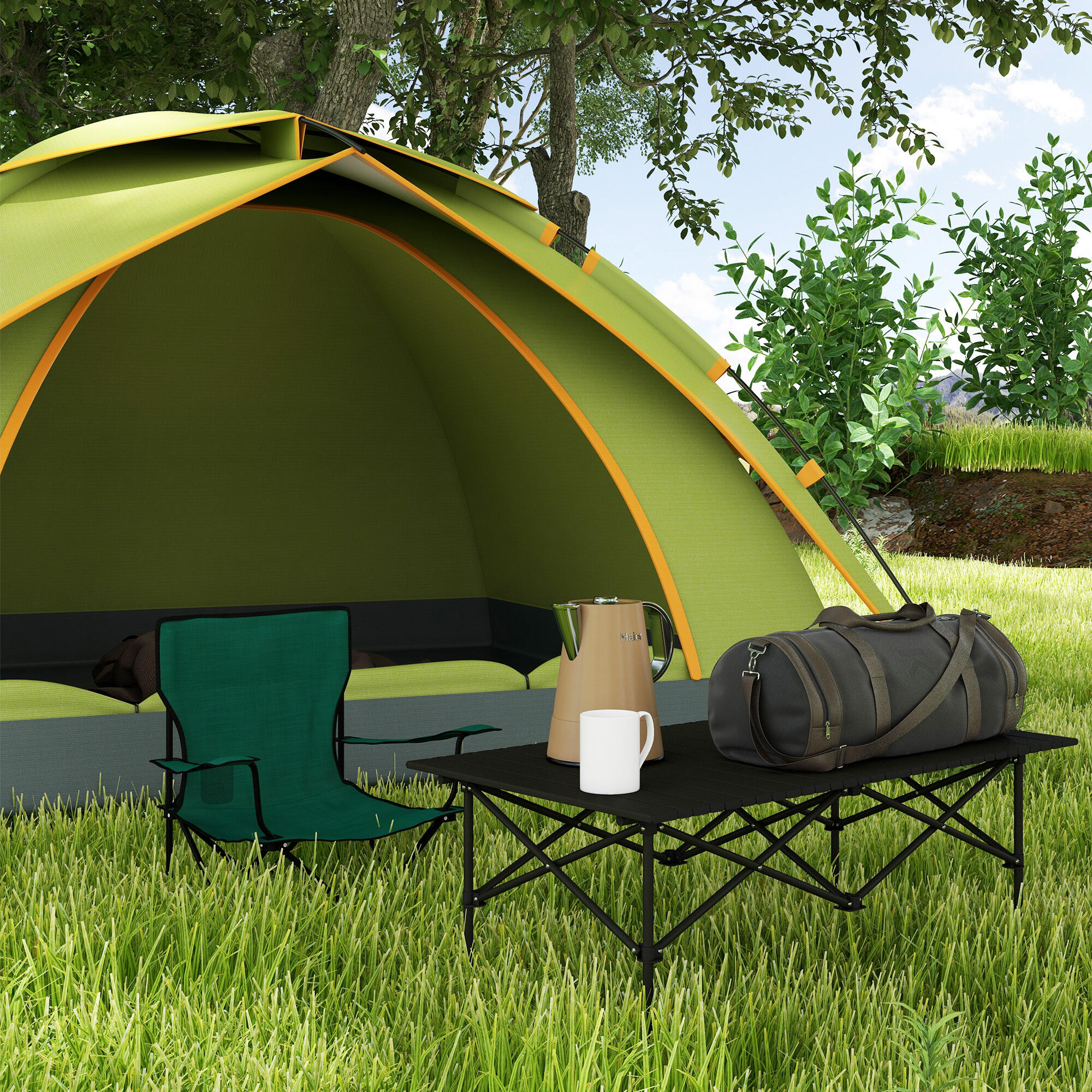 Mesa de Camping Outsunny 95x55x50 cm Negro 2/7