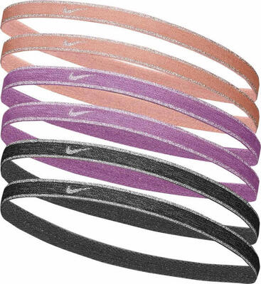 Swoosh metallic sport hoofdband (set van 6) (perzik/roze/zwart)