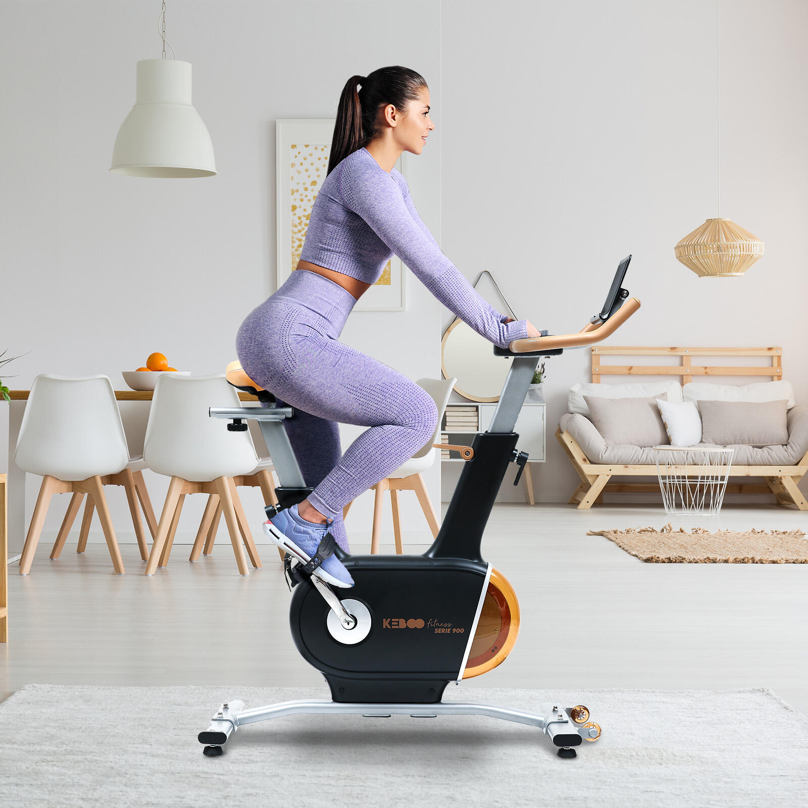 Bicicleta Estática Keboo Fitness Série 900 Black Travagem Magnética 2/5