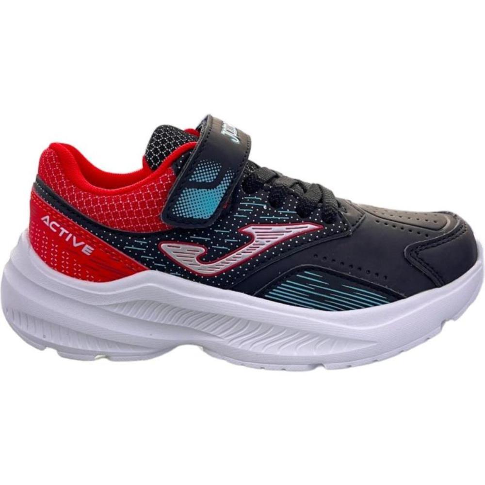Sapato de corrida infantil joma active jr 2401 preto-vermelho.