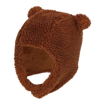 Bonnet d'hiver bébé Teddy en laine 1/2 an marron moyen