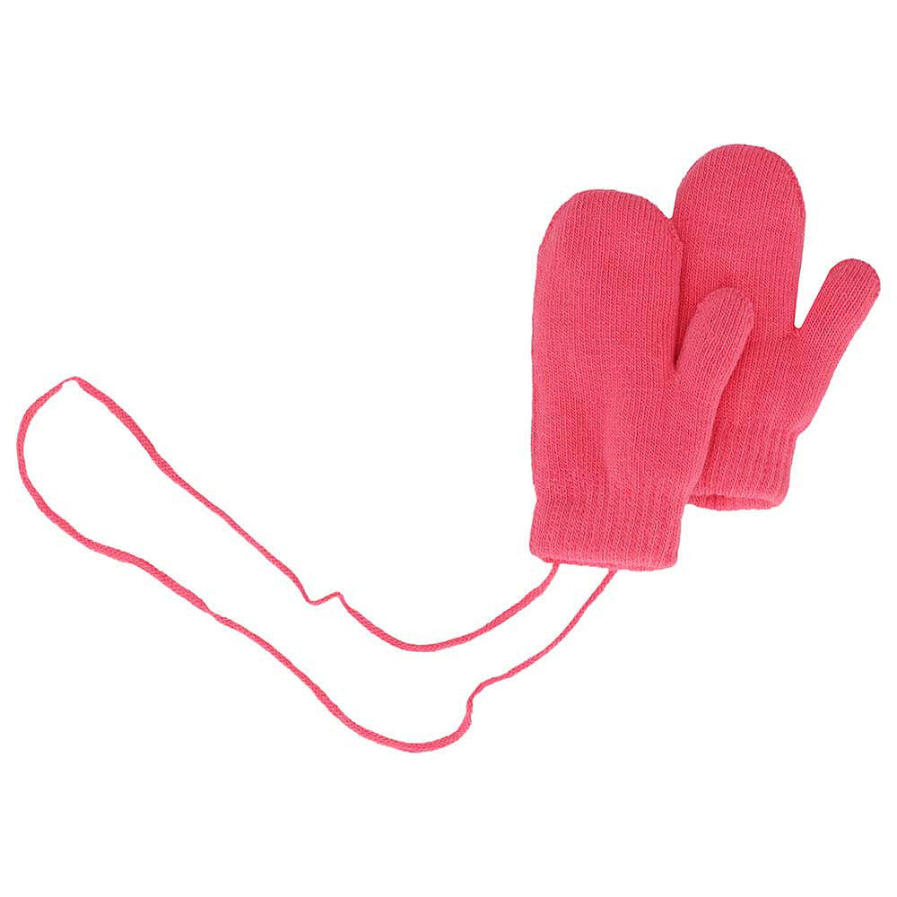 Guanti da neonato in maglia taglia unica rosa 2/3