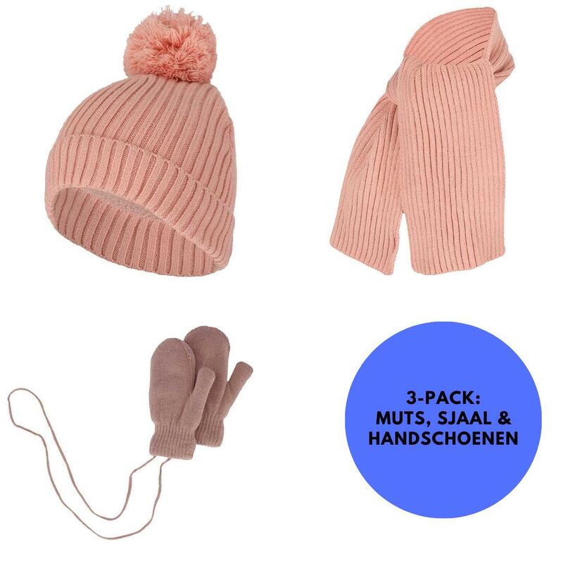 Ensemble d'hiver pour bébé - Gants/Écharpe/Chapeau - 0-12 mois - Rose clair