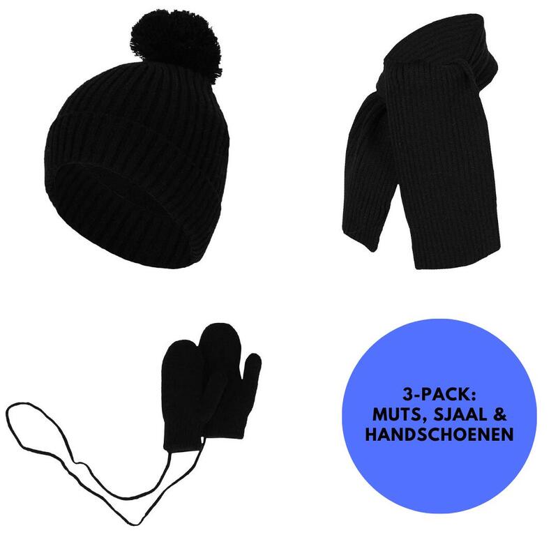 Ensemble d'hiver pour bébé - Gants/Écharpe/Chapeau - 0-12 mois - Noir