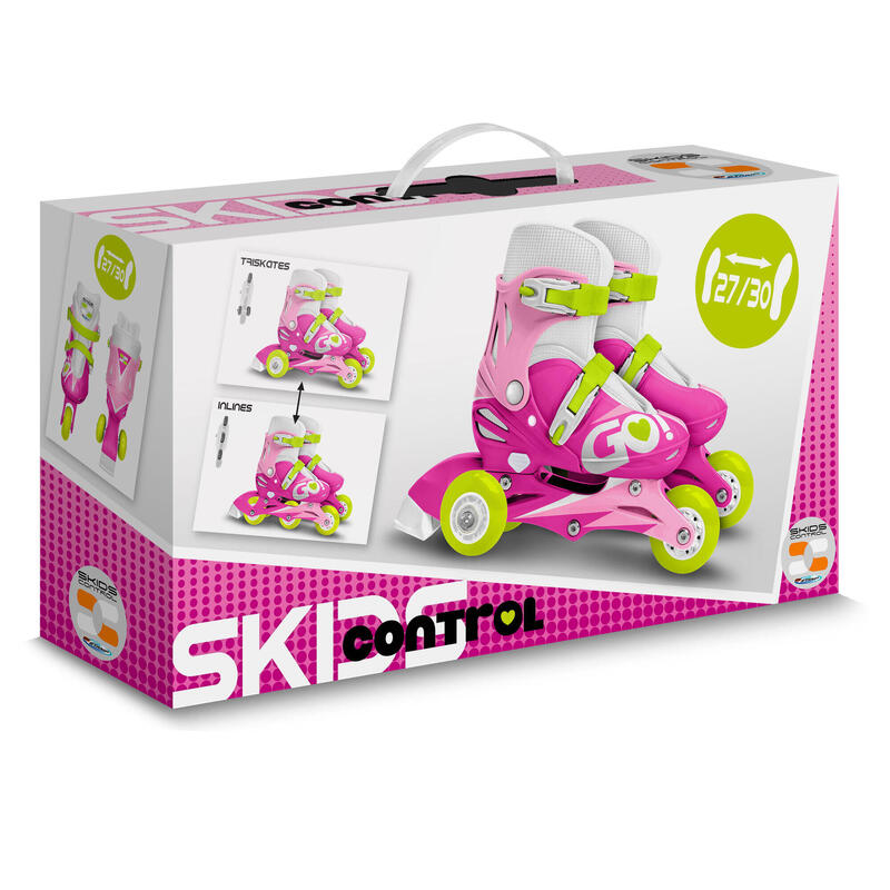 Patines de 3 Ruedas Niños Skids Control Talla 27-30 Rosa