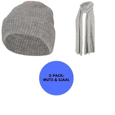 Heatkeeper - dames heatkeeper - muts & sjaal - set licht grijs