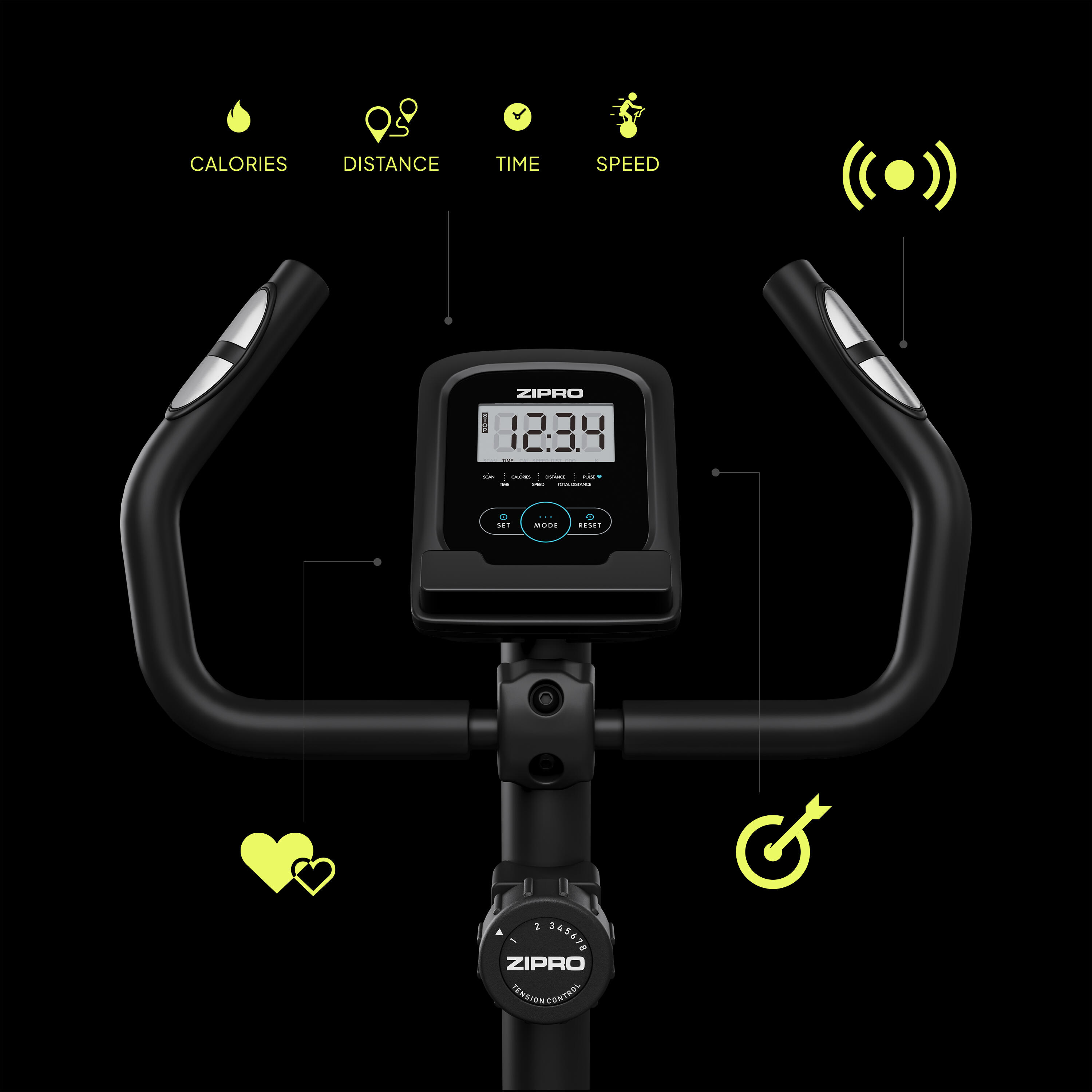Hometrainer Zipro One S magnetische 8 weerstandsniveaus voor fitness en cardio 7/8