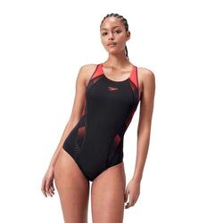 Maillot de bain femme Speedo Placement Laneback Noir/Rouge/Prune