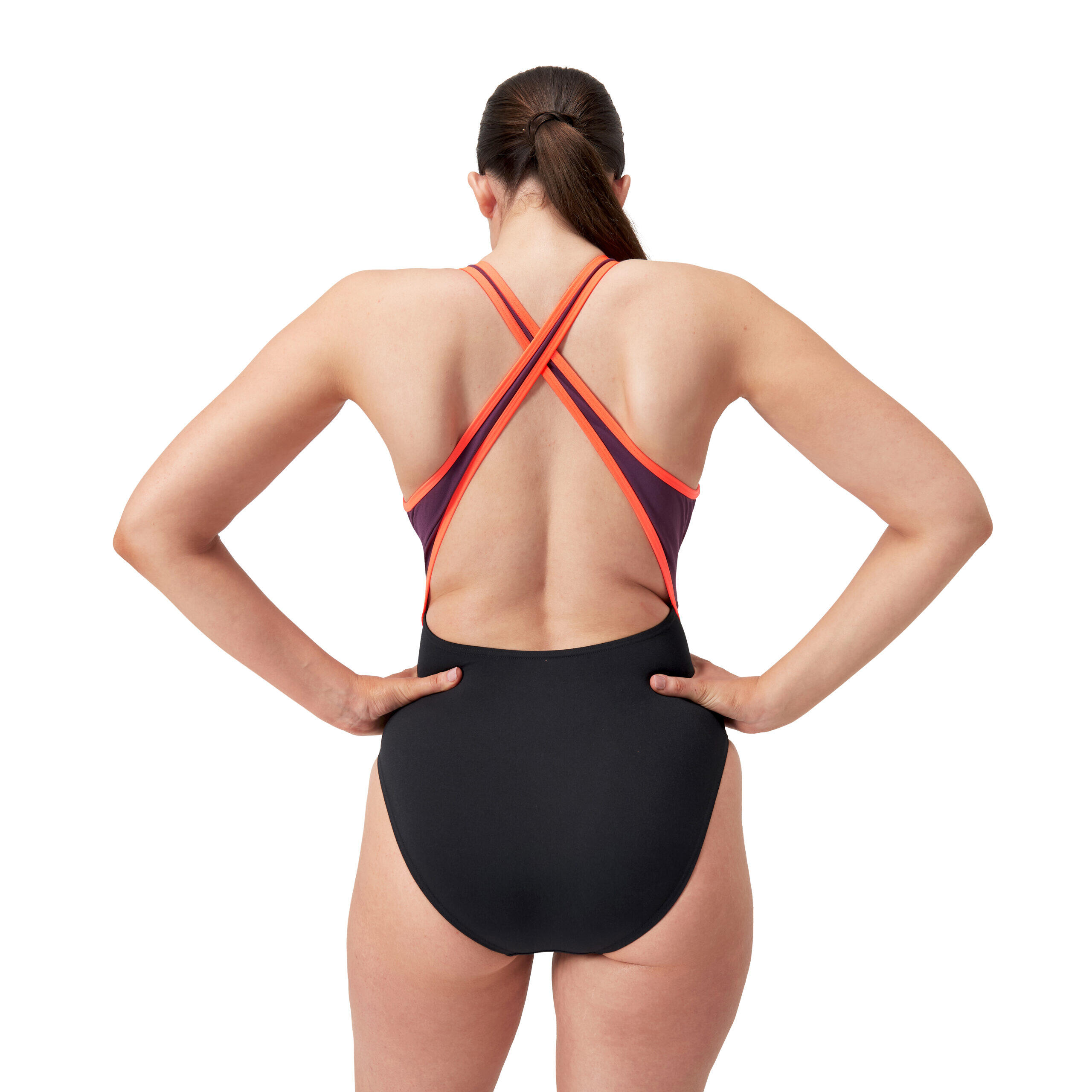 Speedo Badpak Hoge Nek Splice Cross Back Zwart/Rood/Blauw 4/7