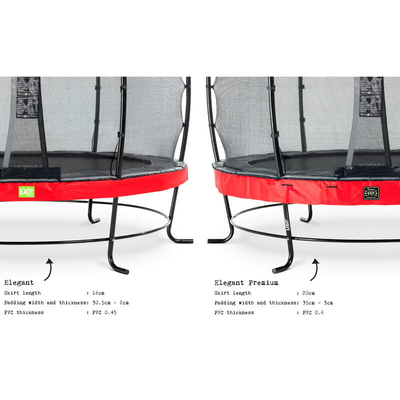 EXIT Elegant trampoline ø305cm met Economy veiligheidsnet - rood