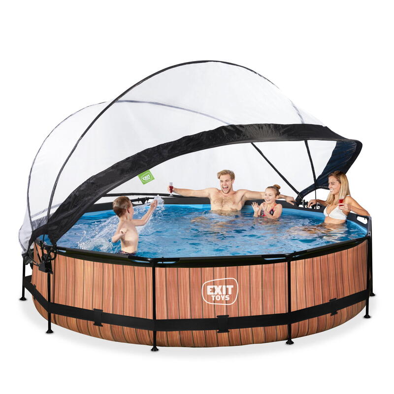 Piscine couverte Wood ø360x76cm avec pompe filtrante