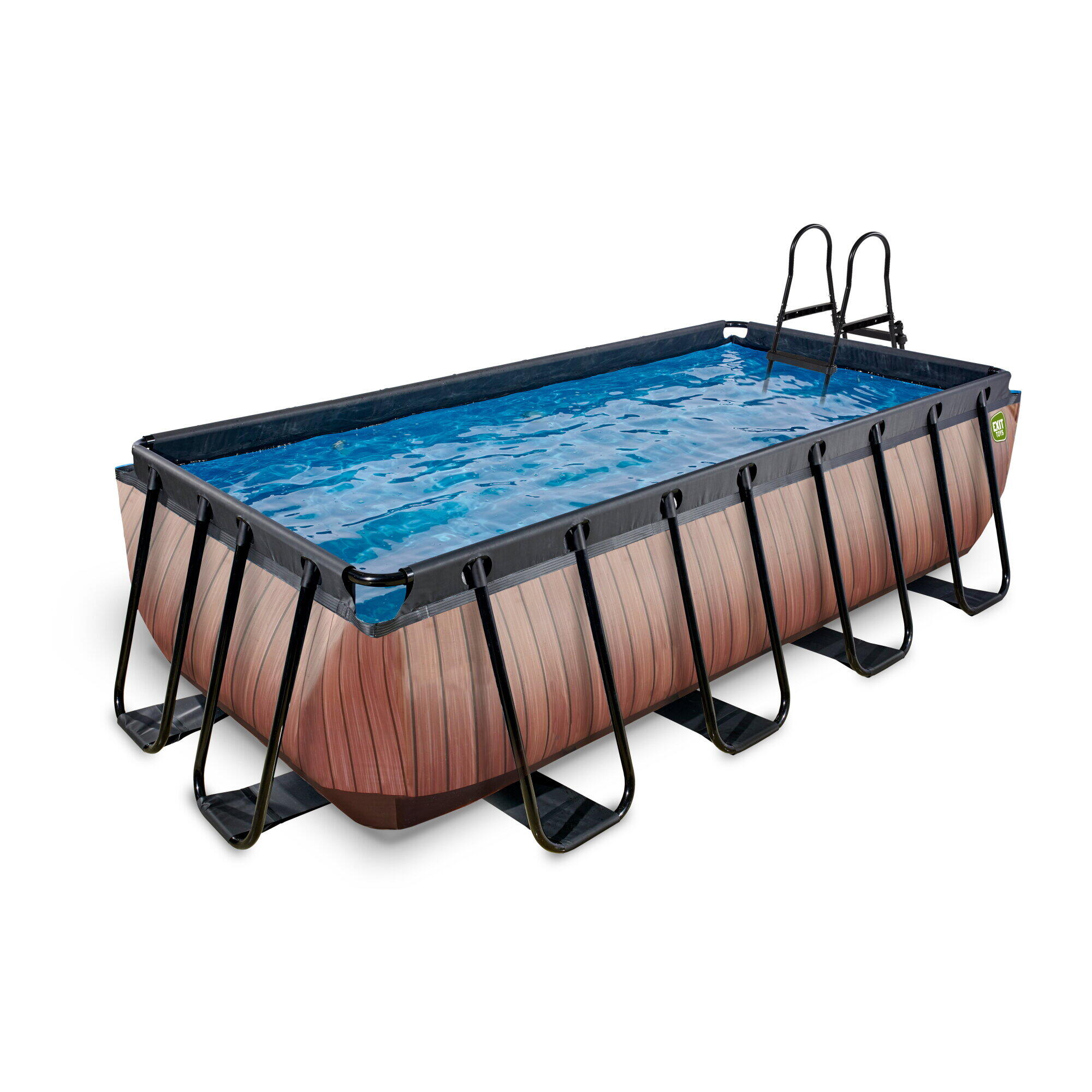 EXIT TOYS EXIT Wood zwembad 400x200x100cm met filterpomp - bruin