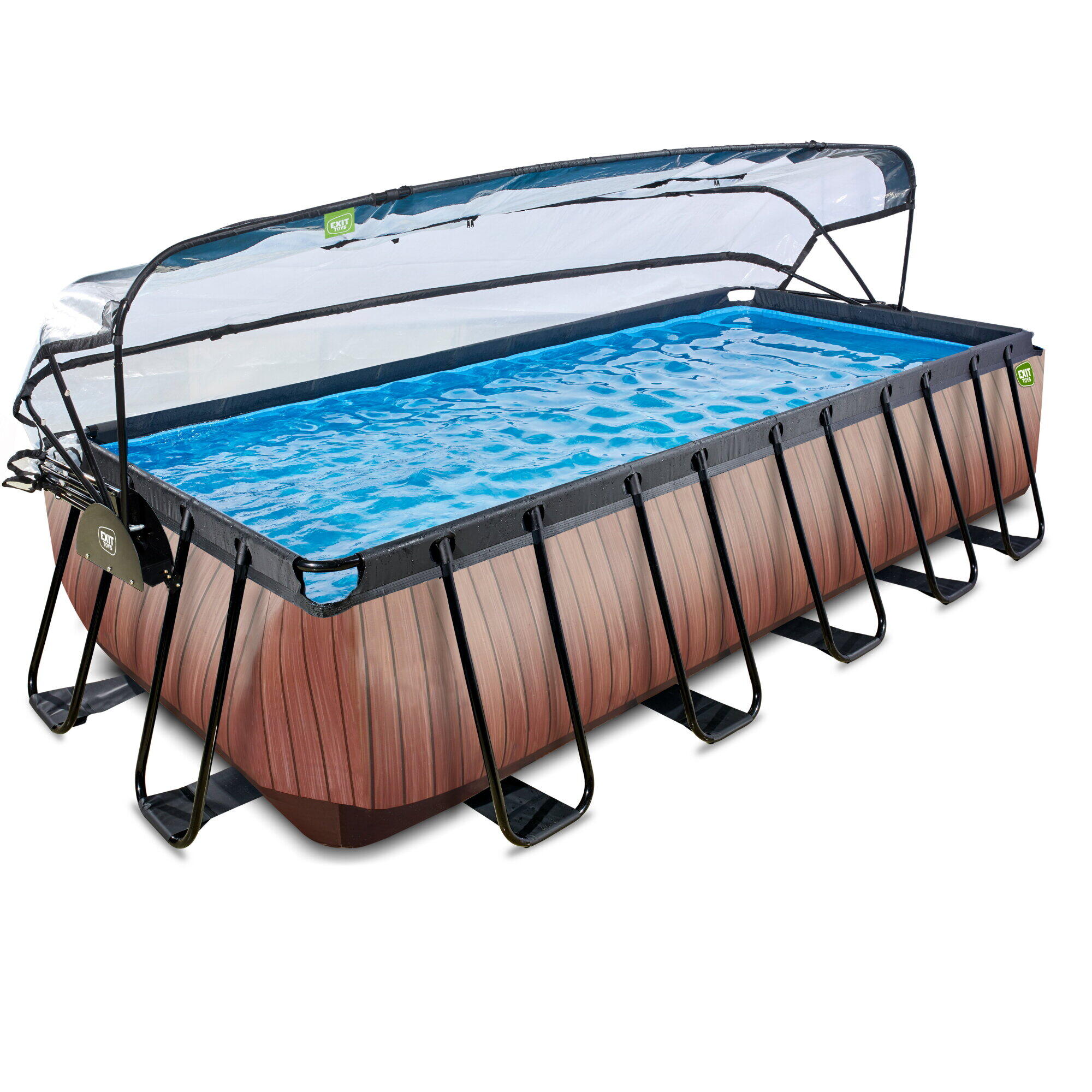 EXIT Wood zwembad 540x250x122cm met zandfilterpomp en overkapping - bruin 2/7