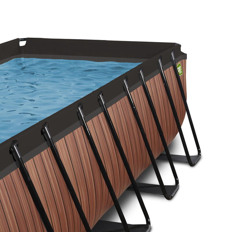 Basen Wood EXIT 400x200x100cm z pompą z filtrem piaskowym i kopułą - brązowy