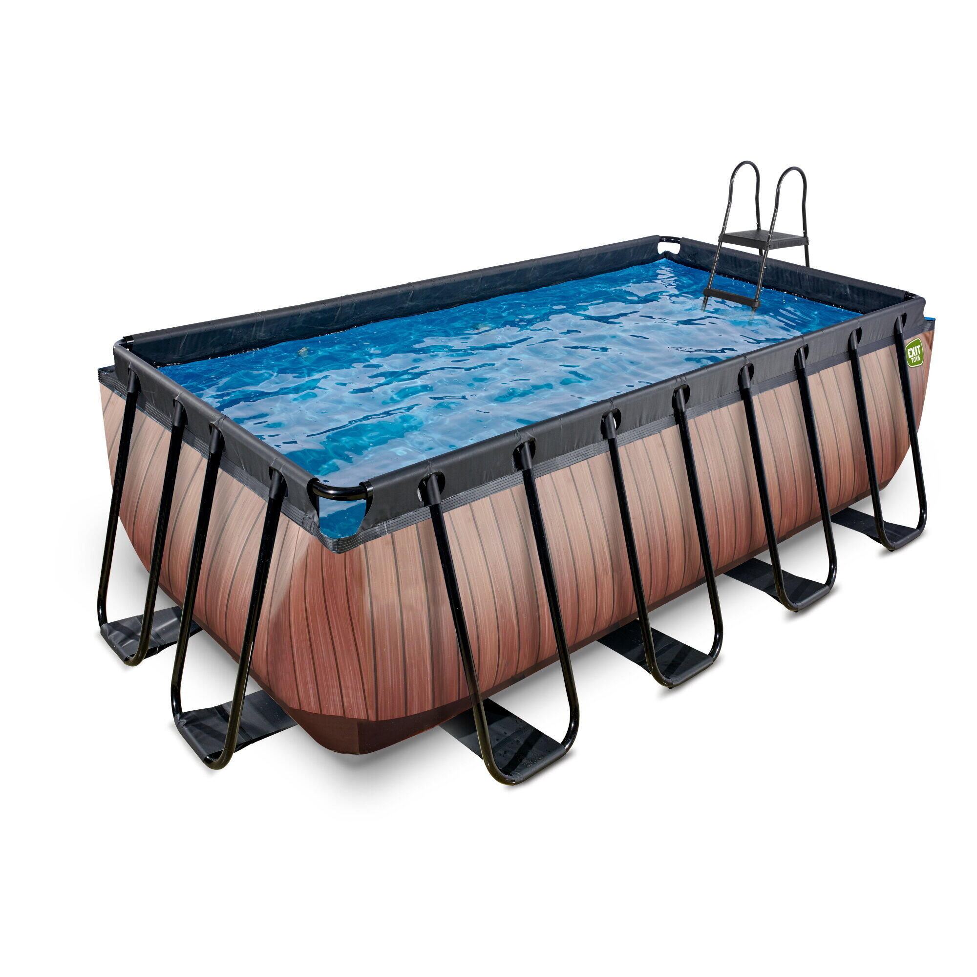 EXIT TOYS EXIT Wood zwembad 400x200x122cm met zandfilterpomp - bruin