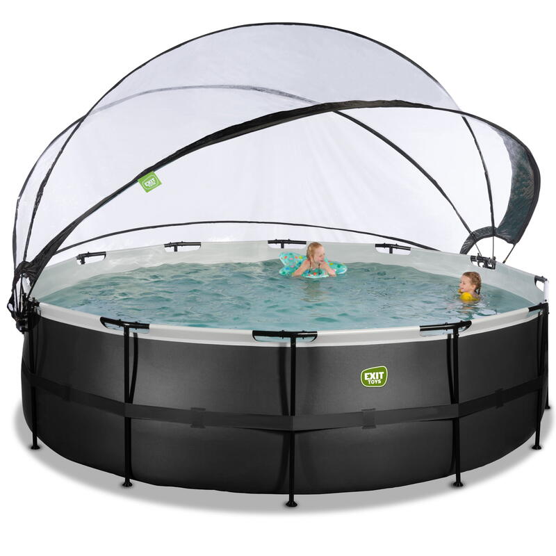 Piscine couverte ø488x122cm avec pompe filtrante à sable