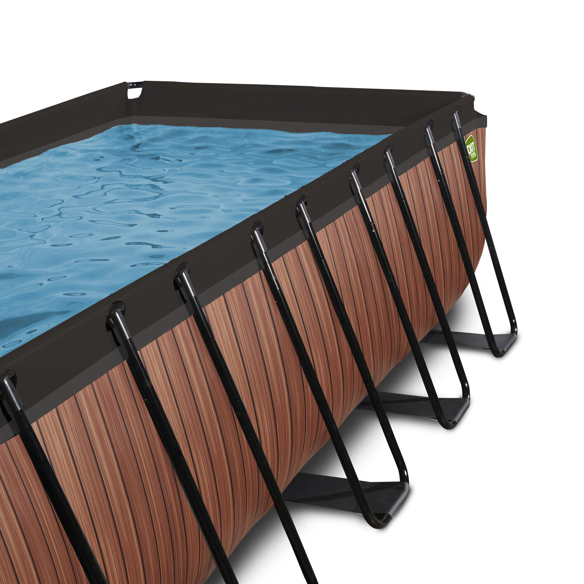 EXIT Wood zwembad 540x250x122cm met zandfilterpomp en overkapping - bruin 7/7