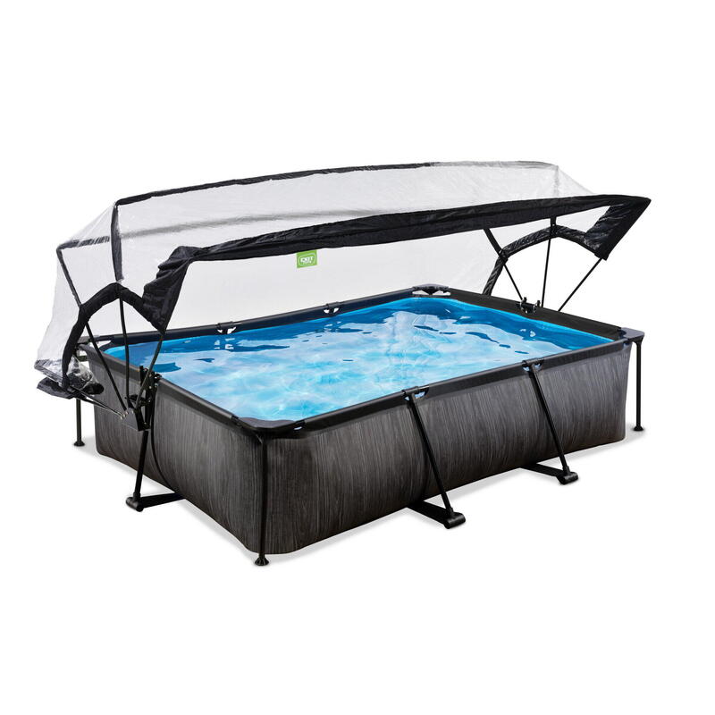 Piscine EXIT Black Wood 300x200x65cm avec pompe filtrante et dôme - noir